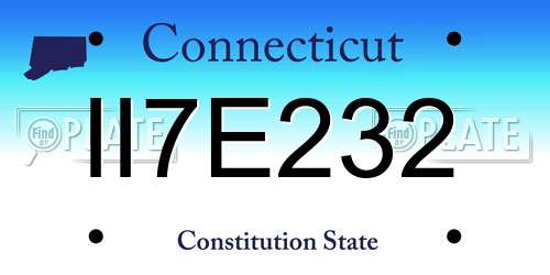 II7E232 Connecticut License Plate