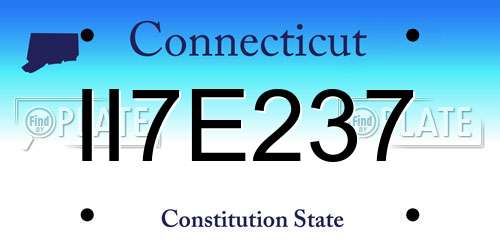 II7E237 Connecticut License Plate