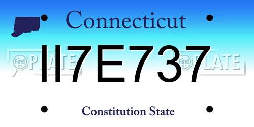 II7E737 Connecticut License Plate