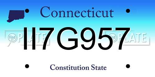 II7G957 Connecticut License Plate