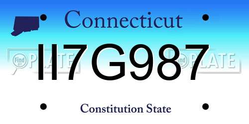 II7G987 Connecticut License Plate
