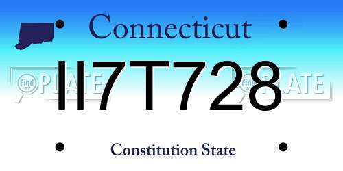 II7T728 Connecticut License Plate