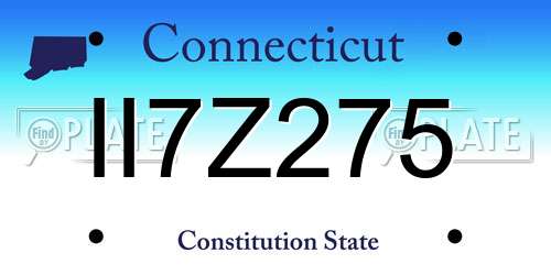 II7Z275 Connecticut License Plate