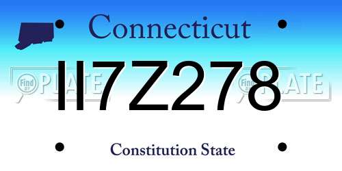 II7Z278 Connecticut License Plate
