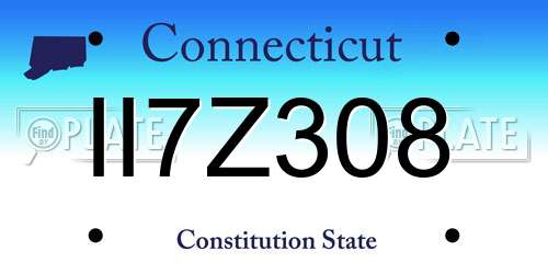 II7Z308 Connecticut License Plate
