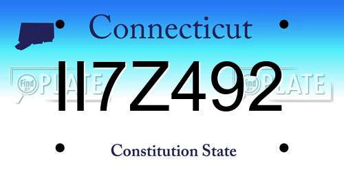 II7Z492 Connecticut License Plate