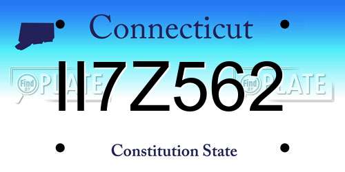 II7Z562 Connecticut License Plate