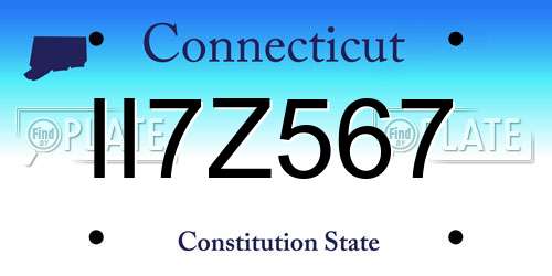II7Z567 Connecticut License Plate