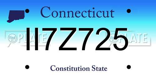 II7Z725 Connecticut License Plate