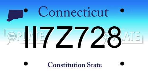 II7Z728 Connecticut License Plate