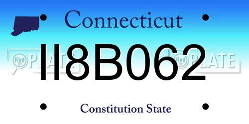 II8B062 Connecticut License Plate