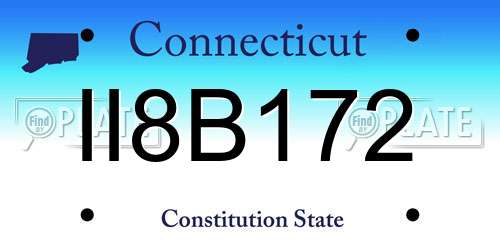 II8B172 Connecticut License Plate