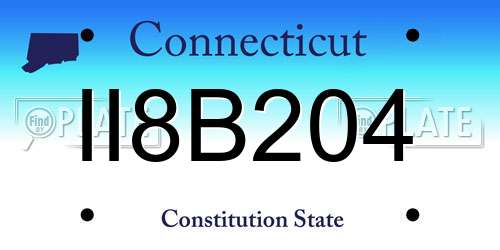 II8B204 Connecticut License Plate