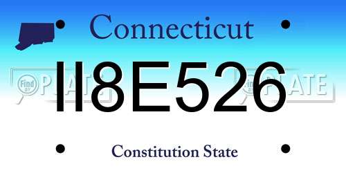 II8E526 Connecticut License Plate