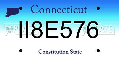 II8E576 Connecticut License Plate
