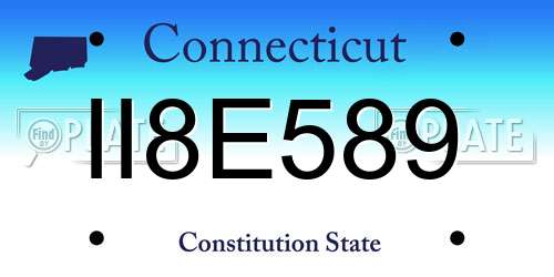 II8E589 Connecticut License Plate