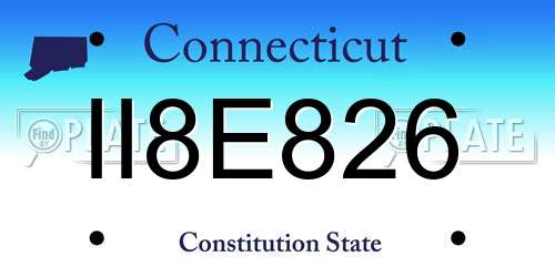 II8E826 Connecticut License Plate
