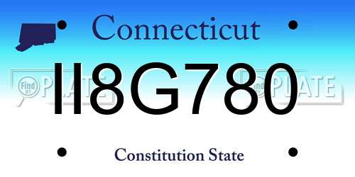 II8G780 Connecticut License Plate