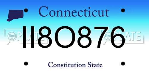 II8O876 Connecticut License Plate