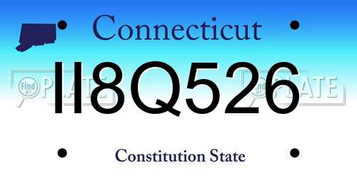 II8Q526 Connecticut License Plate