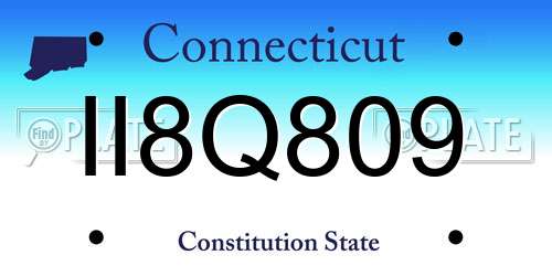 II8Q809 Connecticut License Plate