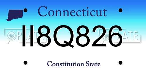 II8Q826 Connecticut License Plate
