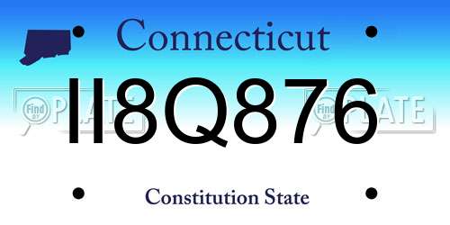 II8Q876 Connecticut License Plate
