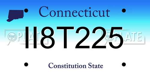 II8T225 Connecticut License Plate