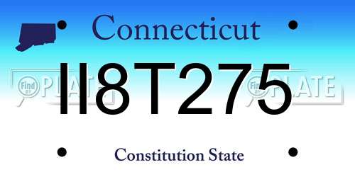 II8T275 Connecticut License Plate
