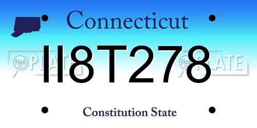 II8T278 Connecticut License Plate