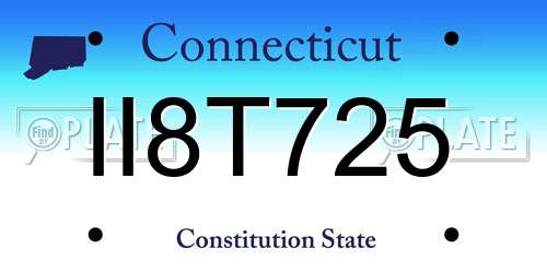 II8T725 Connecticut License Plate