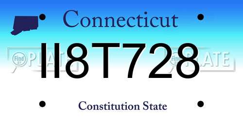 II8T728 Connecticut License Plate