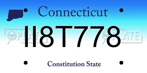 II8T778 Connecticut License Plate
