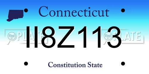 II8Z113 Connecticut License Plate