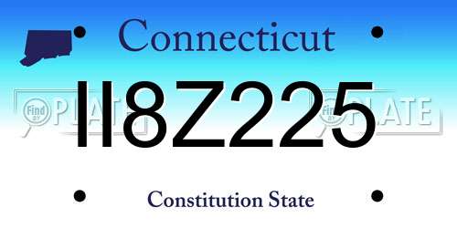 II8Z225 Connecticut License Plate