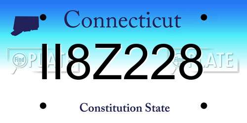 II8Z228 Connecticut License Plate