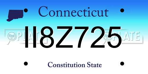 II8Z725 Connecticut License Plate