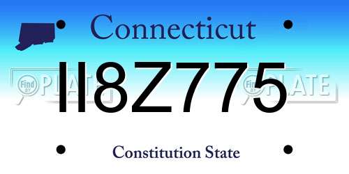 II8Z775 Connecticut License Plate