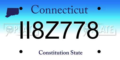 II8Z778 Connecticut License Plate