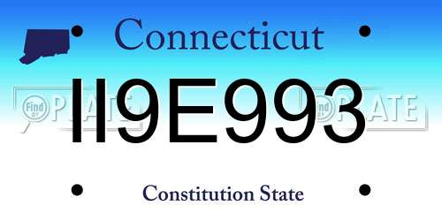 II9E993 Connecticut License Plate