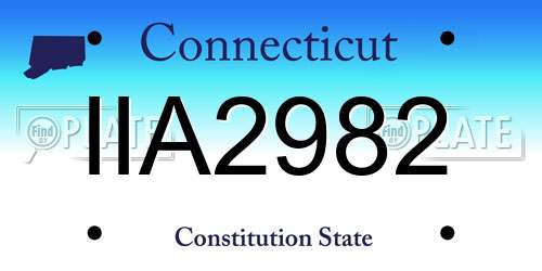 IIA2982 Connecticut License Plate