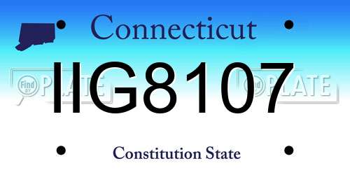 IIG8107 Connecticut License Plate
