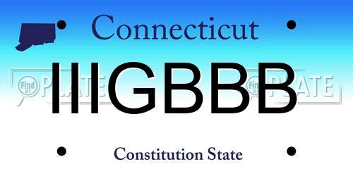 IIIGBBB Connecticut License Plate