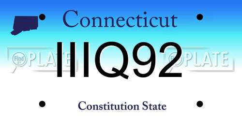 IIIQ92 Connecticut License Plate