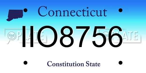 IIO8756 Connecticut License Plate