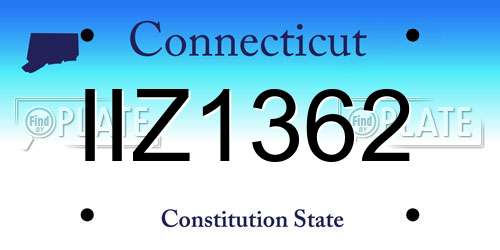 IIZ1362 Connecticut License Plate