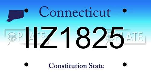 IIZ1825 Connecticut License Plate