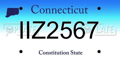 IIZ2567 Connecticut License Plate