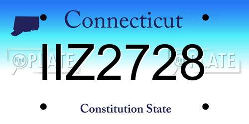 IIZ2728 Connecticut License Plate