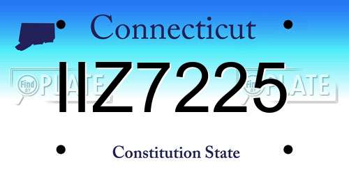 IIZ7225 Connecticut License Plate